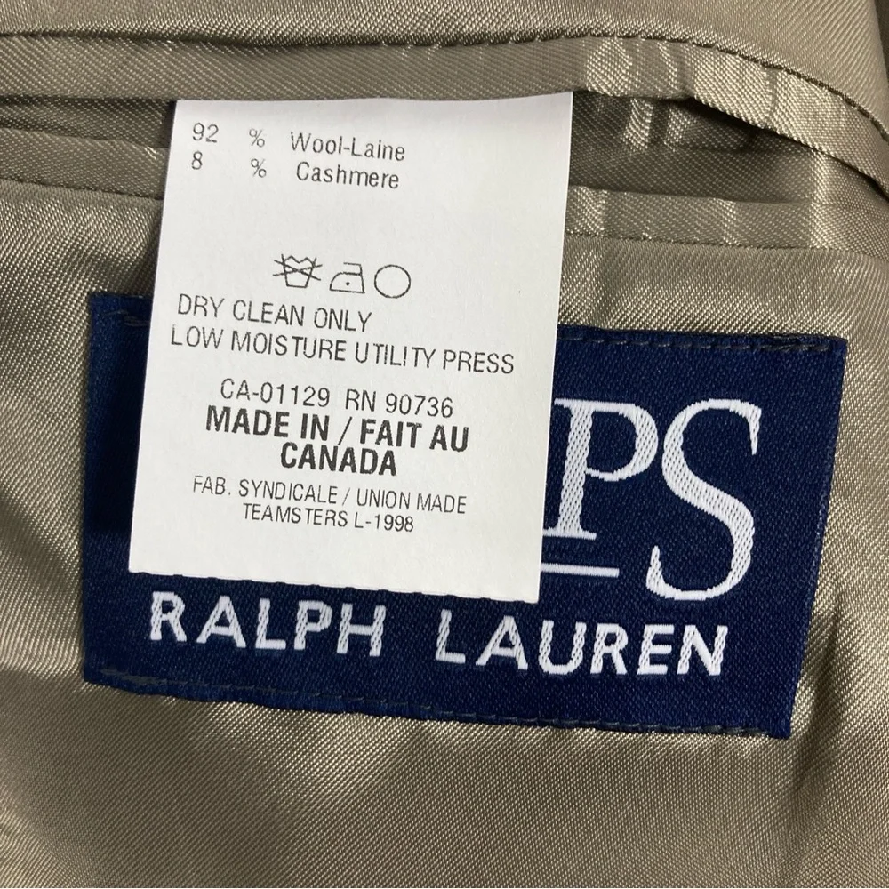 Chaps by Ralph Lauren Blazer Jacket Sz 40 R Wool / Cashmere  Beige Made Canada - Picture 9 of 13